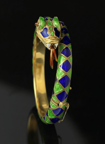 Bracelet Eva - Bracelet serpent en or jaune et émail, années 1920 58 Facettes