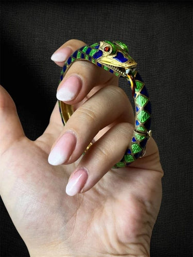 Bracelet Eva - Bracelet serpent en or jaune et émail, années 1920 58 Facettes