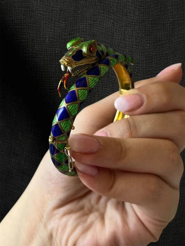 Bracelet Eva - Bracelet serpent en or jaune et émail, années 1920 58 Facettes