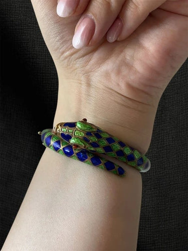 Bracelet Eva - Bracelet serpent en or jaune et émail, années 1920 58 Facettes
