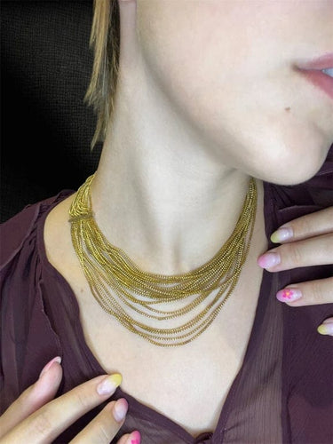 Collier Manin « Fili d'Oro » - Collier multicouche en or jaune 58 Facettes