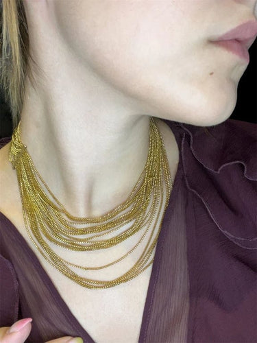 Collier Manin « Fili d'Oro » - Collier multicouche en or jaune 58 Facettes