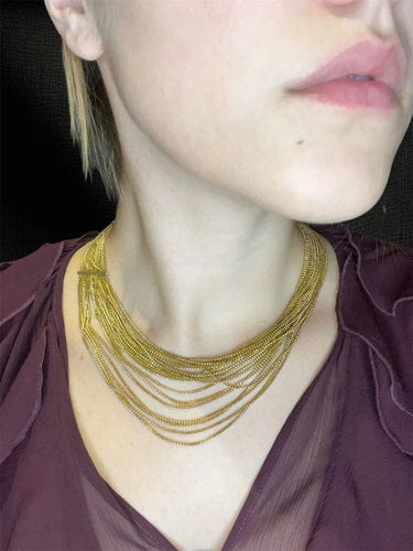 Collier Manin « Fili d'Oro » - Collier multicouche en or jaune 58 Facettes