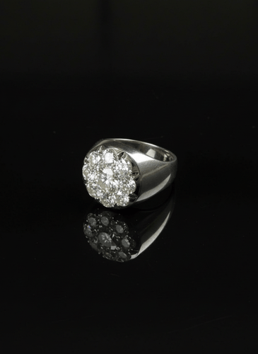 Bague 58 Le Seigneur de la Lumière - Bague en or blanc pavée de diamants 58 Facettes