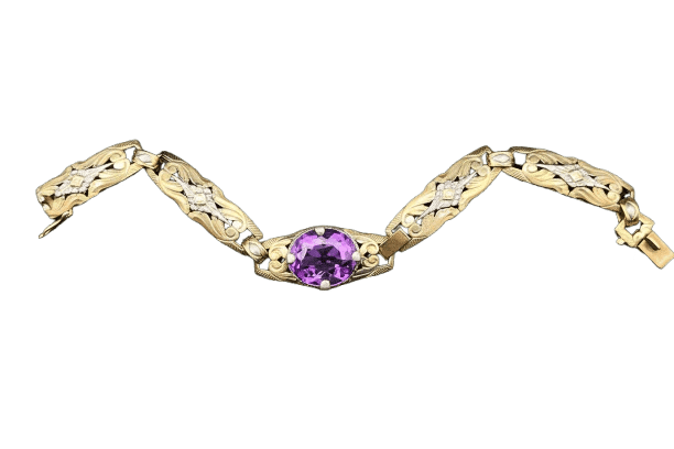Bracelet Princesse de la Nuit - Bracelet en or et argent avec améthyste 11,50 ct 58 Facettes
