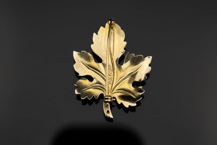 Broche Prezioso Settembre - Broche feuille en or rose et blanc et diamants 0,10 ct 58 Facettes