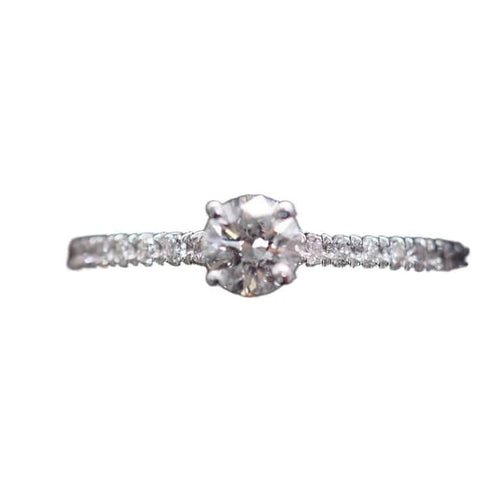 Bague 56 Bague solitaire en or blanc 18 carats avec diamants 0,40 ct 58 Facettes 3033