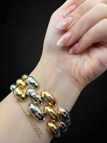 Bracelet Bracelet Tank « Échiquier de lumière » en or 18 carats tricolore 58 Facettes