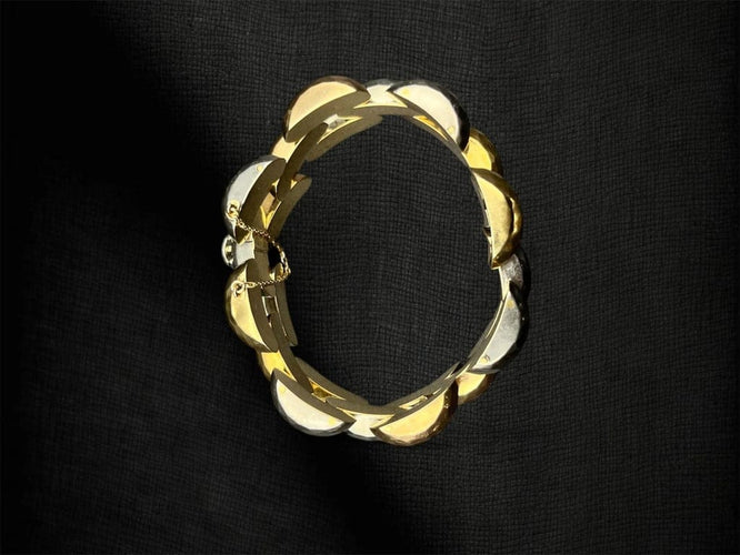 Bracelet Bracelet Tank « Échiquier de lumière » en or 18 carats tricolore 58 Facettes
