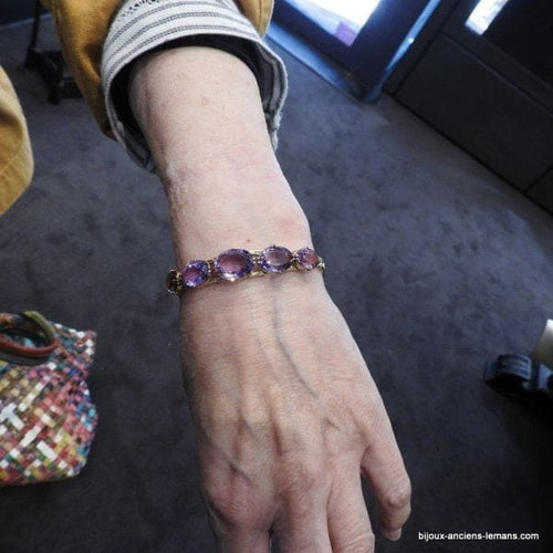 Bracelet Bracelet rétro en or jaune 18 carats serti d’améthystes 58 Facettes 3887