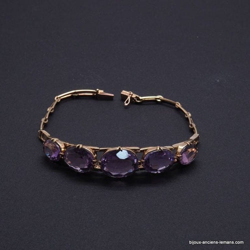 Bracelet Bracelet rétro en or jaune 18 carats serti d’améthystes 58 Facettes 3887