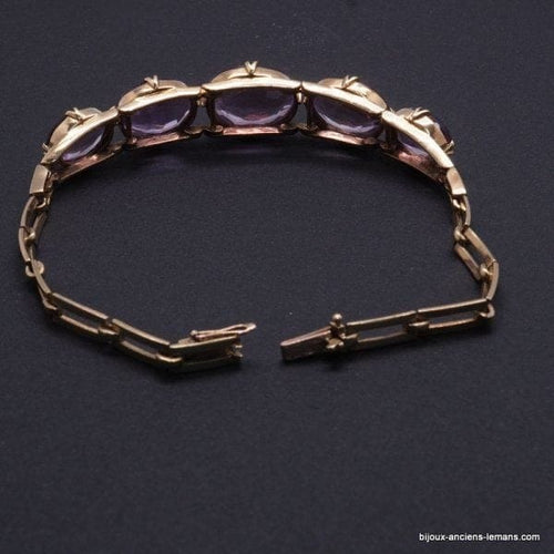 Bracelet Bracelet rétro en or jaune 18 carats serti d’améthystes 58 Facettes 3887