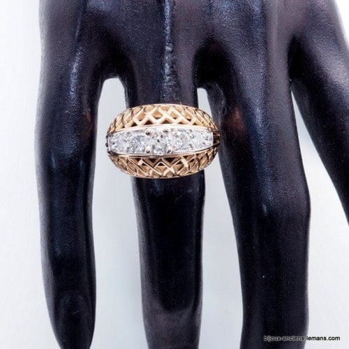 Bague 54 Bague en or rose 18 carats et platine sertie de diamants 58 Facettes 3599