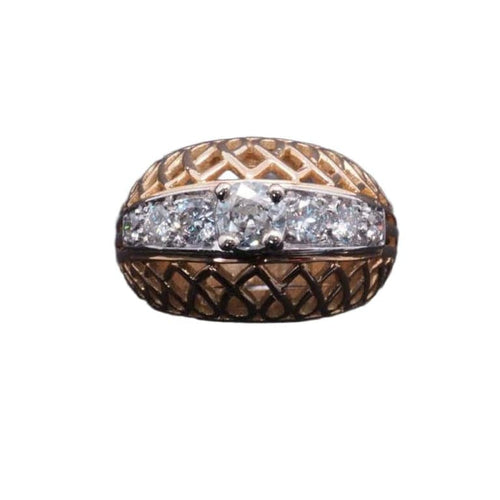Bague 54 Bague en or rose 18 carats et platine sertie de diamants 58 Facettes 3599
