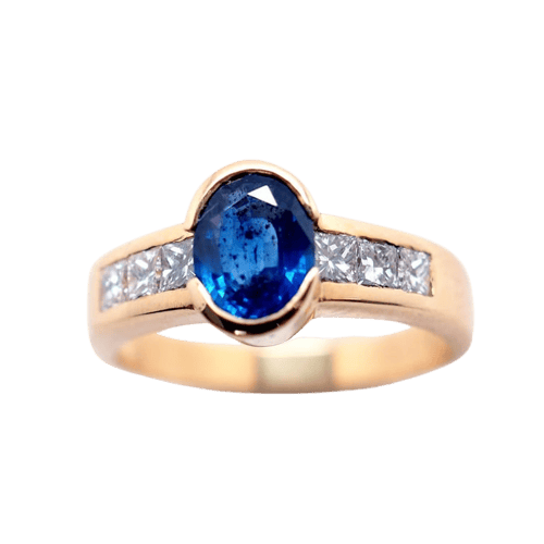 Bague 53 Bague en or jaune 18 carats au saphir et diamants 58 Facettes 3905