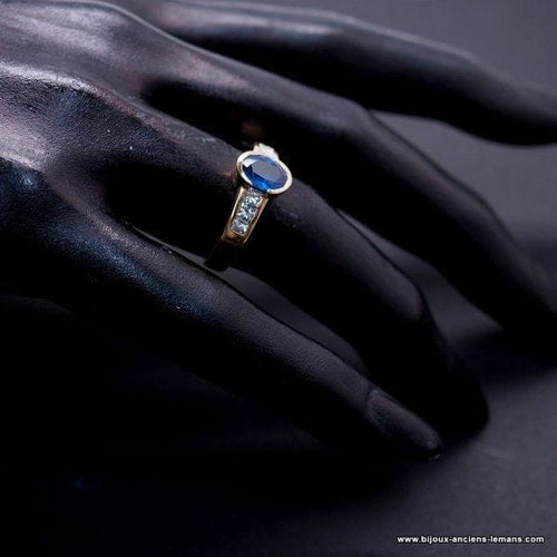 Bague 53 Bague en or jaune 18 carats au saphir et diamants 58 Facettes 3905