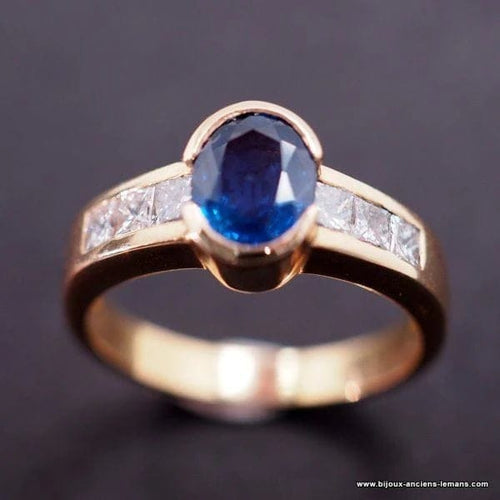 Bague 53 Bague en or jaune 18 carats au saphir et diamants 58 Facettes 3905
