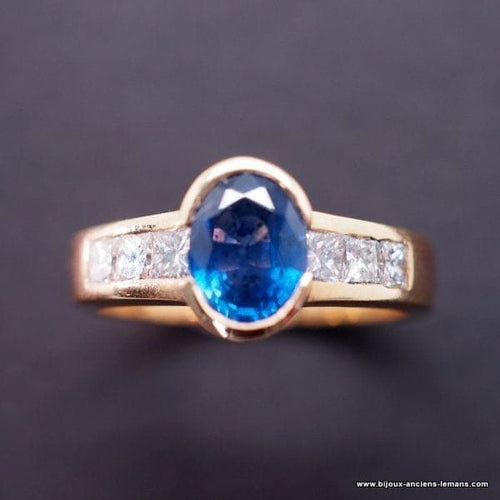 Bague 53 Bague en or jaune 18 carats au saphir et diamants 58 Facettes 3905