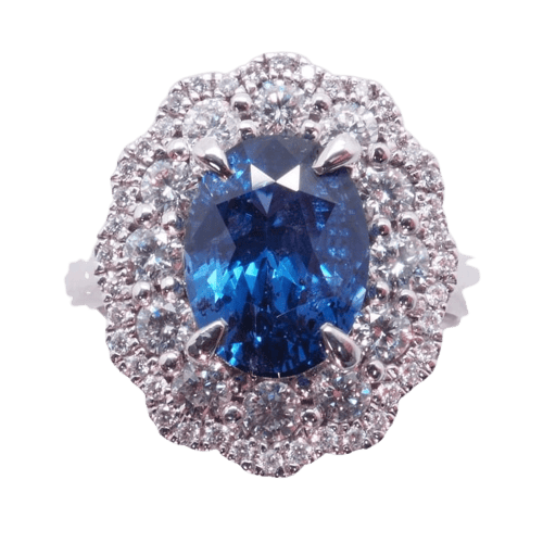 Bague 53 Bague en platine - Saphir et diamants taille brillant 58 Facettes 4017