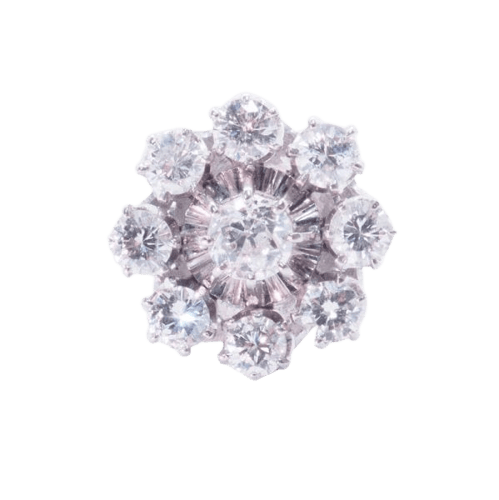 Bague 50 Bague marguerite en or blanc 18 carats et diamants 58 Facettes 4196