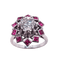 Bague 51 Bague en or blanc 18 carats avec diamant taille ancienne et rubis synthétiques 58 Facettes 4029