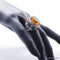 Bague 54.5 Bague en or blanc 18 carats avec citrine, diamants et saphirs 58 Facettes 4330