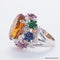 Bague 54.5 Bague en or blanc 18 carats avec citrine, diamants et saphirs 58 Facettes 4330