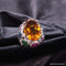 Bague 54.5 Bague en or blanc 18 carats avec citrine, diamants et saphirs 58 Facettes 4330