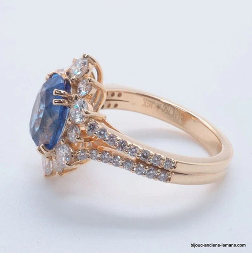 Bague 54 Bague en or jaune 18 carats avec saphir et diamants 58 Facettes 4803