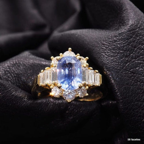 Bague 50 Bague en or jaune 18 carats au saphir et diamants 58 Facettes 4452