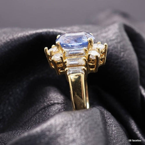 Bague 50 Bague en or jaune 18 carats au saphir et diamants 58 Facettes 4452