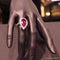Bague 54.5 Bague en or blanc 18 carats avec tourmaline poire et diamants 58 Facettes 4806
