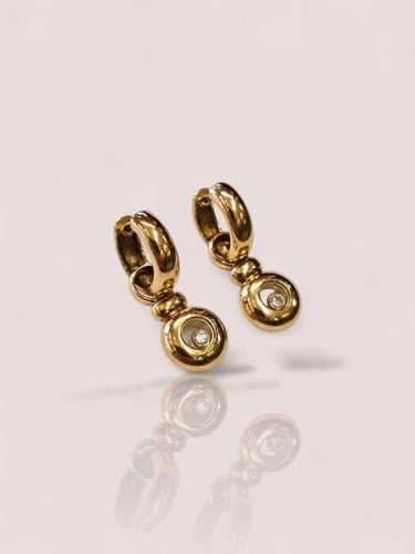 Boucles d'oreilles Chopard Happy Diamonds - Boucles d'oreilles en or jaune 18 carats et diamants 58 Facettes 11116