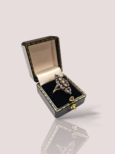 Bague 56 Bague ancienne en or jaune 14 carats et argent avec diamants taille rose 58 Facettes 11814