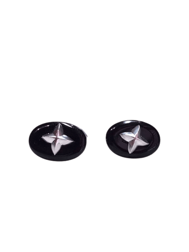 Boutons de manchette Steinlin - Boutons de manchette vintage en or blanc 18 carats et onyx 58 Facettes 600228