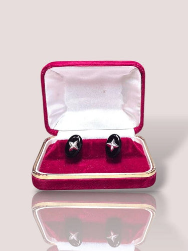 Boutons de manchette Steinlin - Boutons de manchette vintage en or blanc 18 carats et onyx 58 Facettes 600228
