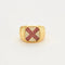 Bague 56 Bague chevalière coussin en or jaune 750 sertie de diamants et rubis 58 Facettes 32500148