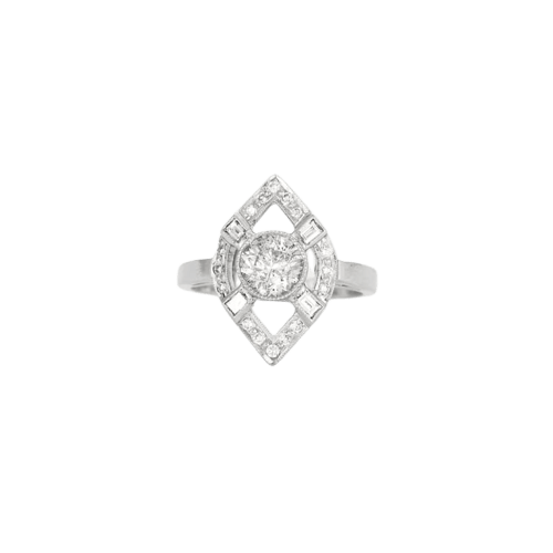 Bague 54 Bague losangique ajourée en or gris 750 sertie de diamants 58 Facettes 31300537