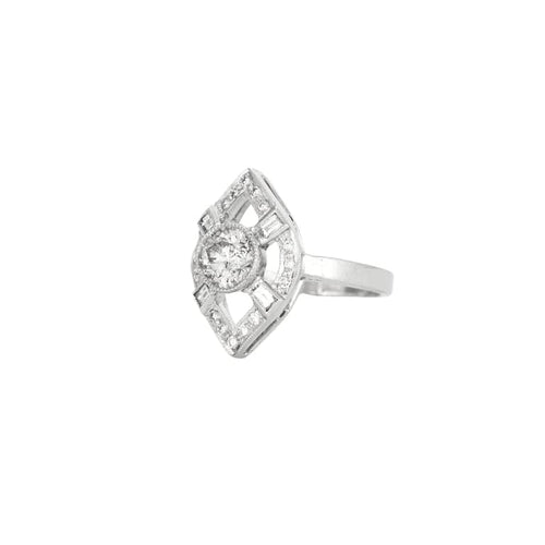 Bague 54 Bague losangique ajourée en or gris 750 sertie de diamants 58 Facettes 31300537