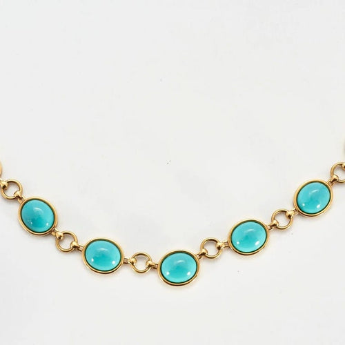 Collier Collier cabochons turquoises en or jaune 18k 58 Facettes 35100046