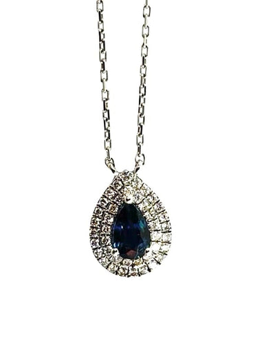 Collier Collier en or blanc 18K avec saphir poire et diamants 0,70 ct 58 Facettes 1551