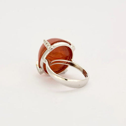 Bague 54.5 Bague en or gris 750 sertie d’un grenat spessartite et diamants 58 Facettes 32600142