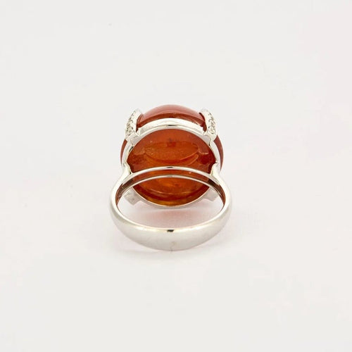 Bague 54.5 Bague en or gris 750 sertie d’un grenat spessartite et diamants 58 Facettes 32600142