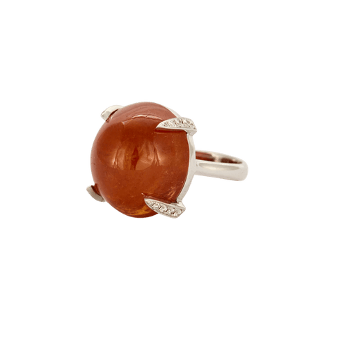 Bague 54.5 Bague en or gris 750 sertie d’un grenat spessartite et diamants 58 Facettes 32600142