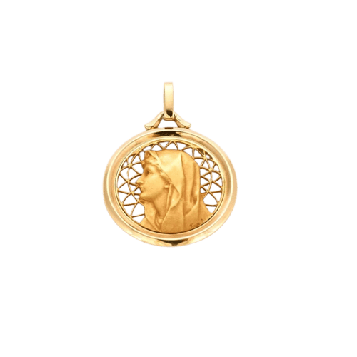 Pendentif Pageli - Médaille Vierge en or jaune 18K 58 Facettes 36604652