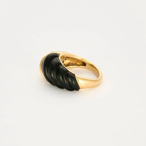 Bague 46 Van Cleef & Arpels - Bague vintage en or jaune, onyx et diamants 58 Facettes 32600211