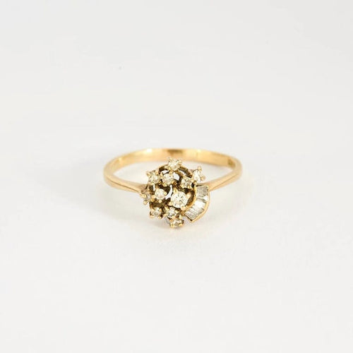 Bague 51.5 Bague bouton de fleur en or jaune et blanc 14K et diamants 58 Facettes 31300603