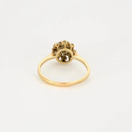 Bague 51.5 Bague bouton de fleur en or jaune et blanc 14K et diamants 58 Facettes 31300603