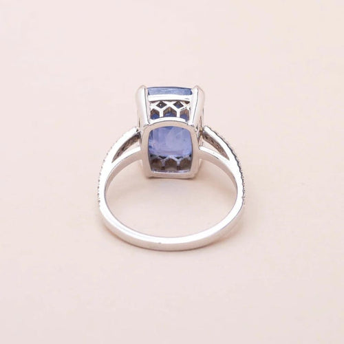 Bague 54.5 Anoushka - Bague en or blanc 18K au saphir non chauffé et diamants 58 Facettes