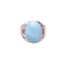 Bague 55 Bague chevalière en or blanc 18K avec larimar, saphirs et diamants 58 Facettes 762729